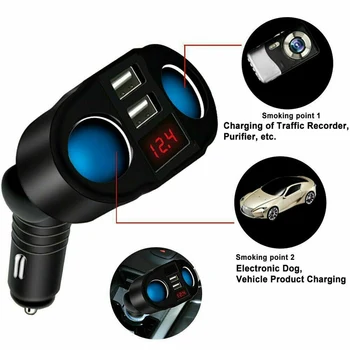 Bil Lighter Stik Splitter Stik Til Mobiltelefon, MP3-DVR SUV med LED-Dual USB Oplader Havne Adapter Auto Tilbehør 1