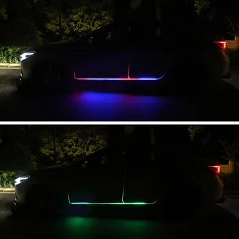 Bil RGB Led lysbånd Led-Lampe Dør Advarsel Flash Lampe 12v Auto Fjernbetjening Strip RGB Farverige Dekorative Lys Atmosfære 3
