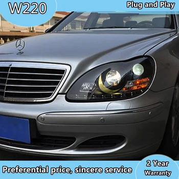Bil stying For Mercedes-Benz W220 1999-2005 S280 S320 S500 S600 LED Angel Eyes DRL Kørelys LED-Hovedet Lys Foran Lampe 1459