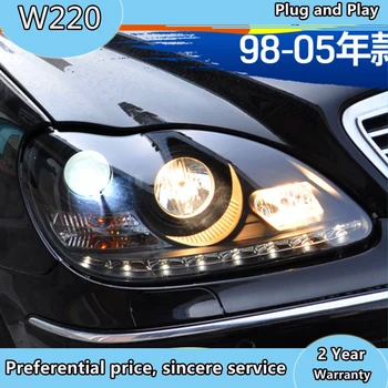 Bil stying For Mercedes-Benz W220 1999-2005 S280 S320 S500 S600 LED Angel Eyes DRL Kørelys LED-Hovedet Lys Foran Lampe 1