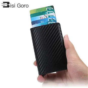 BISI GORO Blokerer RFID-Kort Tegnebog Mode Mænd Kvinder Kreditkort Indehaveren Carbon kortholder Aluminium Slim-Kort ID-Kort Holder 0