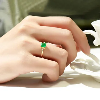 BK 18k Ægte Guld 585 Ringe Naturlige Emerald 1.61 g Gul Guld-Pladsen Jubilæum Bryllup Part Luksus Fine Smykker Til Kvinder 1