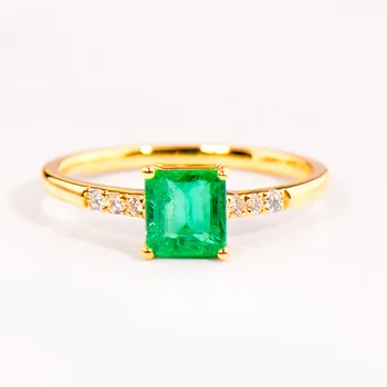 BK 18k Ægte Guld 585 Ringe Naturlige Emerald 1.61 g Gul Guld-Pladsen Jubilæum Bryllup Part Luksus Fine Smykker Til Kvinder 5