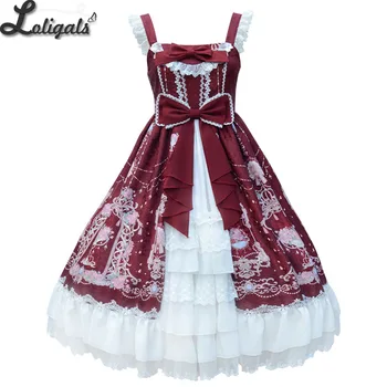 Blomstrende Fairyland ~ 2020 Vintage Trykt Uden Ærmer Lolita Kjole Midi-Party Dress 5