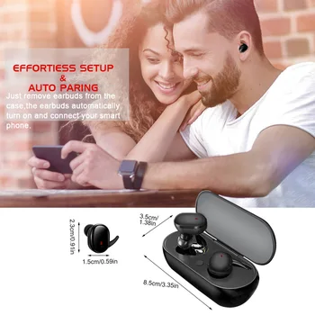 Bluetooth-5.0 wireless stereo headset in-ear TWS støjreduktion headset til Android, IOS system mobiltelefon med mikrofon 5