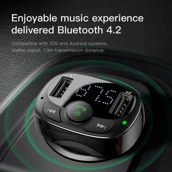 Bluetooth FM-Senderen Modulator Håndfri bilsæt (Mp3-Lyd 3.4 EN USB Telefon Transmittor Oplader Dobbelt Med FM-Bil-Afspiller S6G2 1