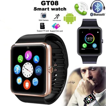 Bluetooth Smart Ur GT08 Til IOS Android-Telefon TF Sim-Kort, Kamera Mænd, Kvinder, Sport Armbåndsur Til iphone Huawei Smartwatch 0