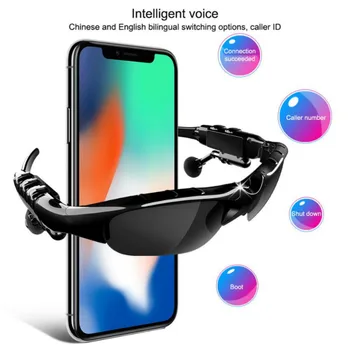 Bluetooth Solbriller Udendørs Smarte Briller med Mikrofon Bluetooth musik hovedtelefoner støtte mobiltelefon fjernbetjening kameraet til IOS Andriod 5