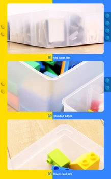 BNBS stor kapacitet children ' s manual Lego toy opbevaringsboks, rum-justerbar gennemsigtig plast opbevaringsboks til byggesten 1