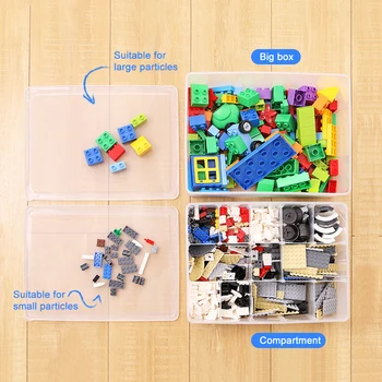BNBS stor kapacitet children ' s manual Lego toy opbevaringsboks, rum-justerbar gennemsigtig plast opbevaringsboks til byggesten 2