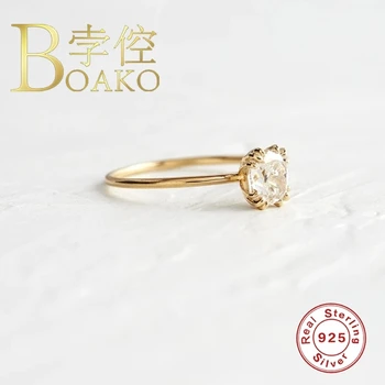 BOAKO Lilla Zircon Ring 925 Sterling Sølv Anillos Guld Ring For Kvinder Luksus 2020 Gave Fine Smykker Vielsesring Bague Bijoux