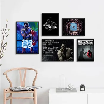 Boksning Boxer Mester Muhammad Ali Motiverende Citat Væg Kunst, Lærred Maleri Nordiske Billede For Living Room Dekoration 2173