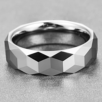 BONLAVIE Mode Hot Mænds Wolframcarbid Ringe 6MM Rhombus Poleret Sølv Farve Ringe til mænd-Smykker Comfort Fit Størrelse 33037