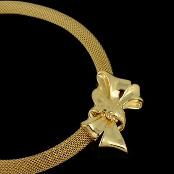 BPOYB Høj Kvalitet, Rene Guld Farve Laser Mønster Sløjfeknude Halskæde Øreringe Luksus Afrikanske Italien Smykker Sæt Dubai Designere 3