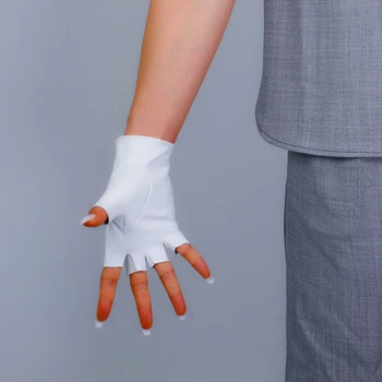Brand design ægte læder handsker for kvinders Fåreskind Sort Semi-Finger Fingerløse Handsker Vinter 5