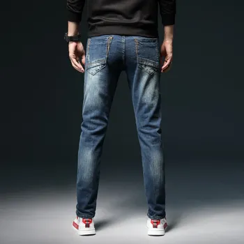 Brand Efterår og vinter Nye herre Slim Elastisk Retro Jeans Italien Classic Fashion Style Jeans Denim bukser Bukser Mandlige Bukser 0