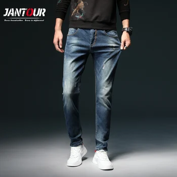 Brand Efterår og vinter Nye herre Slim Elastisk Retro Jeans Italien Classic Fashion Style Jeans Denim bukser Bukser Mandlige Bukser 4