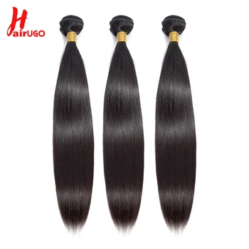 Brasilianske Straight Hair Weave Bundles Menneskehår Bundter Kan Købe Med Lukning Naturlige Farve HairUGo Non Remy Hår Vævning 1
