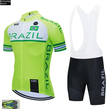Brasilien landshold 2020 Mænd Cykling Jersey Sat Cykling Tøj Ropa Ciclismo Jersey Pro Cykel Bære Cykel Tøj 20D Gel 3