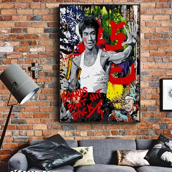 Bruce Lee Abstrakt Figur Graffiti, Street Art Maleri Plakater Og Prints Kung Fu Superstar Lærred Væggen Billede Til Stuen 1