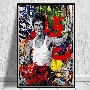 Bruce Lee Abstrakt Figur Graffiti, Street Art Maleri Plakater Og Prints Kung Fu Superstar Lærred Væggen Billede Til Stuen 2