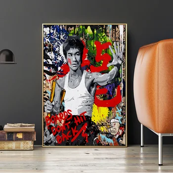 Bruce Lee Abstrakt Figur Graffiti, Street Art Maleri Plakater Og Prints Kung Fu Superstar Lærred Væggen Billede Til Stuen 4