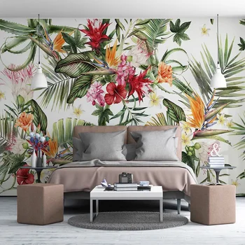 Brugerdefinerede 3D Tapet Moderne Tropiske regnskov Planters Blade Kaktus Foto Vægmalerier Stue, Soveværelse Kreative Væg Maleri 2