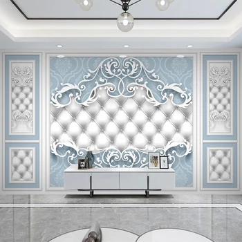 Brugerdefinerede 3D Vægmaleri Tapet Europæisk Stil Mønster Soft Roll Fresco Opholdsstue, TV, Sofa Soveværelse Home Decor Papel De Parede Sala 3D 0