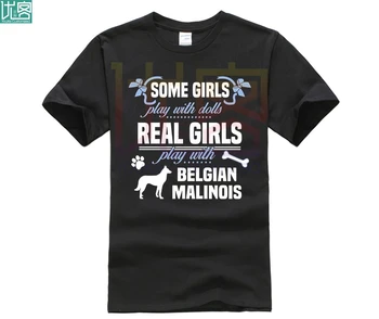 Brugerdefinerede trykt bomuld O-neck T-shirt Belgiske Malinois T-shirt Nogle drenge lege med dukker Real 0