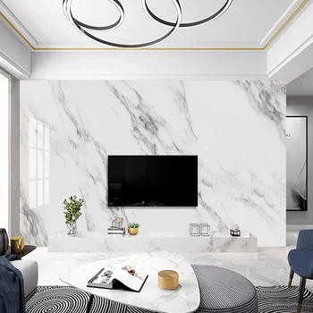 Brugerdefineret Vægmaleri Moderne 3D-Stribe Jazz Hvide Marmor-Tapet Opholdsstue, TV, Sofa Baggrund Væggen Papel De Parede Sala 1