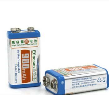 Bruges til legetøj 2stk Etinesan Super 900mAh 9v li-ion Genopladeligt lithium 9 Volt Legetøj Lommelygte Batteri + 9v dedikeret oplader 4