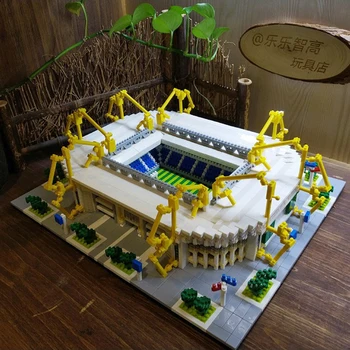 BS World Architecture Signal Iduna Park Stadium Borussia Dortmund Fodbold Club 3D-Model af Små Blokke Legetøj til Drenge Gave 4