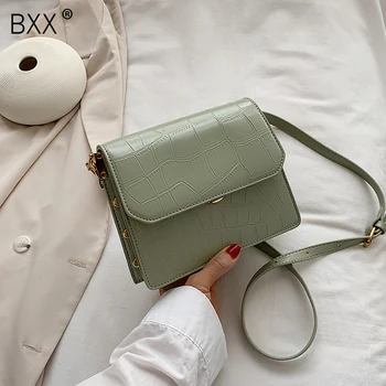 [BXX] Sten Mønster PU Læder skuldertasker Til Kvinder 2021 Dame Nitter Crossbody Taske Kvindelige Håndtasker Design Travel Bag HN870 4