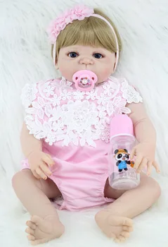 BZDOLL 55cm Fuld Silikone Krop Reborn Baby Pige Dukke fra Toy Naturtro Nyfødte Prinsesse Babyer Dukke Med Svin Plys Legetøj Bade T 5