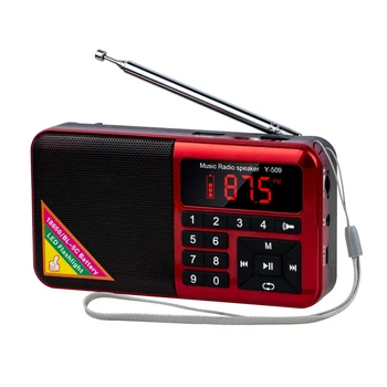 Bærbar FM-Radio Mini Digital Raido Højttaler af Høj Kvalitet MP3-Musik Afspiller TF Kort med LED Lommelygte Skærm 4