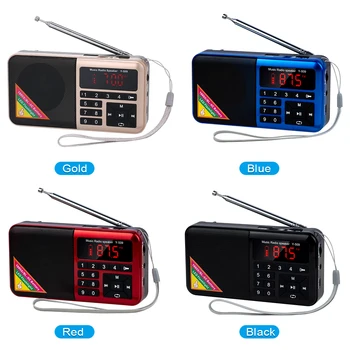 Bærbar FM-Radio Mini Digital Raido Højttaler af Høj Kvalitet MP3-Musik Afspiller TF Kort med LED Lommelygte Skærm 5