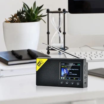 Bærbare Bluetooth-5.0 Digital Radio, DAB/DAB+ og FM-Modtager, Genopladelige Let Home office Radio 4