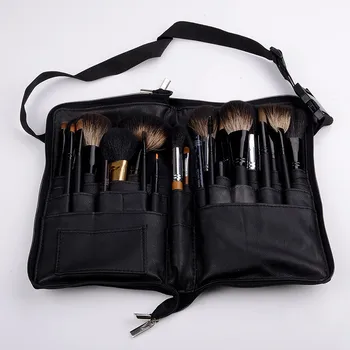 Bærbare PU Cosmetic Bag Makeup Børste Taske Med Lynlås, Bælte Til Professionel Makeup Artist Multi-funktion Stor Kapacitet 20#818 5