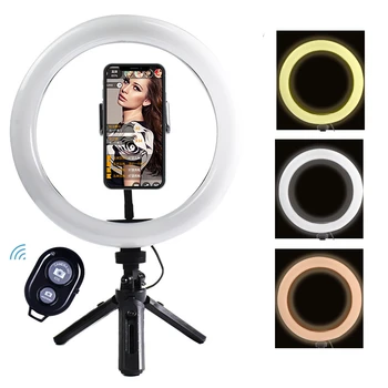 Bærbare Selfie Ringlight Justerbar Stativ Fjernbetjening Fotografering Belysning Telefon Foto Led-Ring Fyld Lys Lampe Youtube Fylde 29700