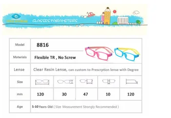 Bøjelig Ikke Skrue Børn frame briller Drengen briller Fleksible rammer Børn brillerne Optisk glas TR90 8816 for 5-10 årige 0