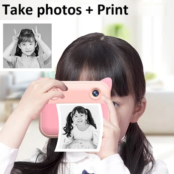 Børn Mini Instant Kamera, 1080P HD Digital Foto, Video, Kamera Kids Print Med Termisk Kamera Fotopapir 32GB TF Kort 3