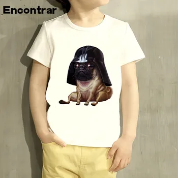 Børn Mops Hund Darth Vader Design TShirt Drenge/Piger Store Casual Kort Ærme Toppe Børn Sød T-Shirt,HKP2169 0