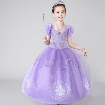 Børn Piger Prinsesse Sofia Rapunzel Dress Kjoler Bolden Kjole Lang Festkjole Børn Tøj Kids Halloween Cosplay Kostume 3
