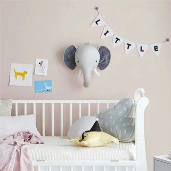 Børnehaven Dyrs Hoved vægdekoration 3D Plys Udstoppet Enhjørning Elefant, Kanin Swan Hoved vægbeslag Til Baby Værelse Hængende Gave Toy 5