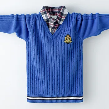 Børnetøj Dreng bomuld trøje med krave sweater 5-16 år 4