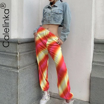 Calelinka Hip Hop Bukser Kvinde Tie Dye Harem Bukser Med Lommer af 90'erne Tøj Lange Løse Joggingbukser Streetwear Bukser Træning 2
