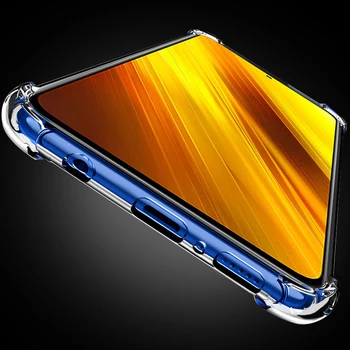 Capa Poco X3 NFC, Silikone Airbag Tilfældet for Xiaomi Poco X 3, omfatter 9D Glas Poco-F2-Pro Poco-X3-NFC-Telefon Tilfældet + skærmbeskytter 0