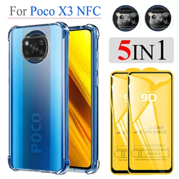 Capa Poco X3 NFC, Silikone Airbag Tilfældet for Xiaomi Poco X 3, omfatter 9D Glas Poco-F2-Pro Poco-X3-NFC-Telefon Tilfældet + skærmbeskytter 2
