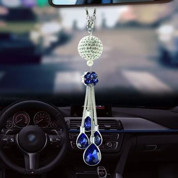 Car Rear View Mirror, Metal Vedhæng Krystalkugle Diamant Dekorative Suspension Hænge Pynt Gaver Bil Interiør Styling 1