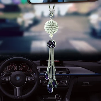 Car Rear View Mirror, Metal Vedhæng Krystalkugle Diamant Dekorative Suspension Hænge Pynt Gaver Bil Interiør Styling 5